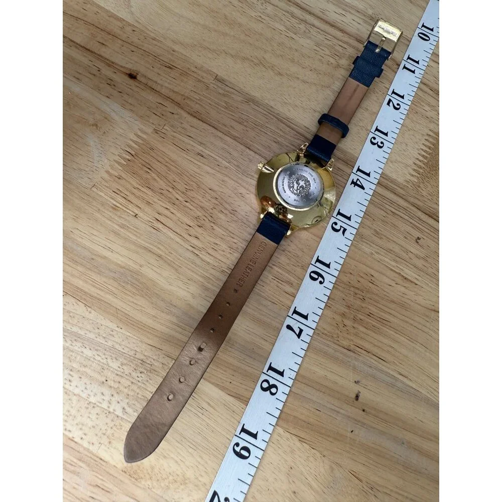 Anne Klein Womens Gold-Tone Watch With Blue Genuine Leather Strap NOT TESTED‎